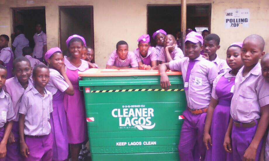 Students of Badore Junior Community School. One of many schools where CLI has donated waste bins.